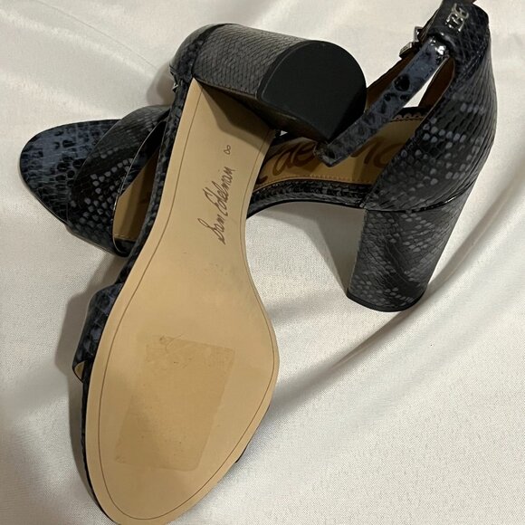 NWOT Sam Edelman | Yaro Block Heel Sandal | Snake Print Black | Size 8 - Picture 7 of 9